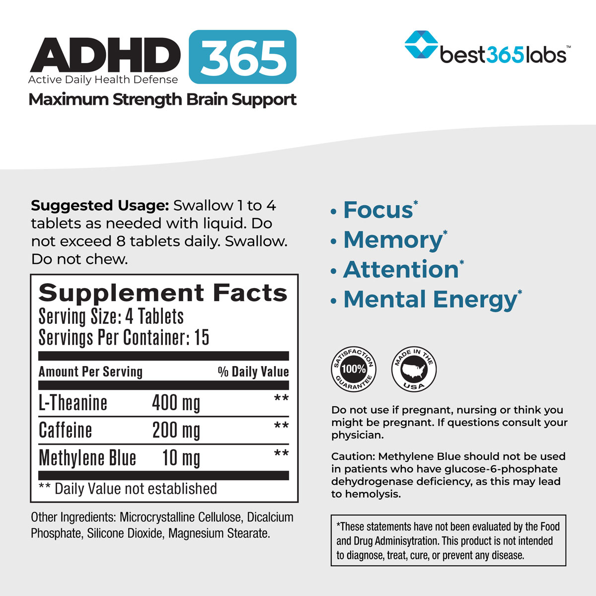 ADHD 365 Tablets Methylene Blue - Image 3