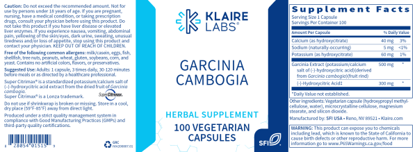 Garcinia Cambogia Label